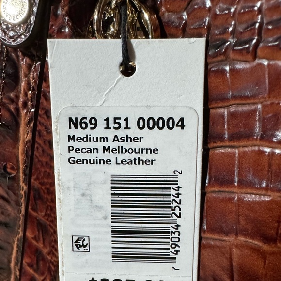 Brahmin Melbourne Asher Pecan Brown Leather Handbag Shoulder Bag Tote Purse - Picture 12 of 12